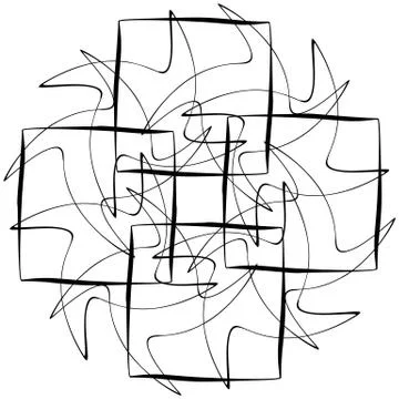 Different linear geometric objects. Random intersecting lines forming abstrac Illustrazione stock