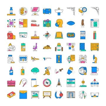 Different linear icons and outline symbols collection Stock Illustration