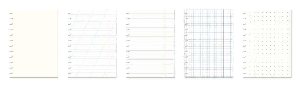 Different lined note paper vector templates set Stock Illustration