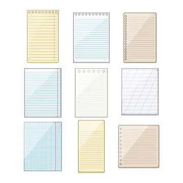Different lined notepapers providing background for text Stock Illustration