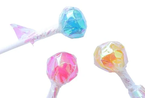Different lollipops on a white background with clipping path.  Stock Photos