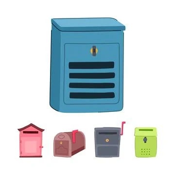 Different mailboxes used for receiving traditional mail Stock Illustration