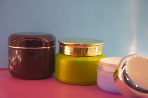 Different makeup cosmetics and accessories Stock Photos