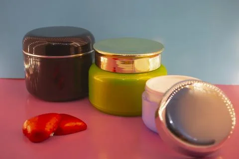 Different makeup cosmetics and accessories Stock Photos