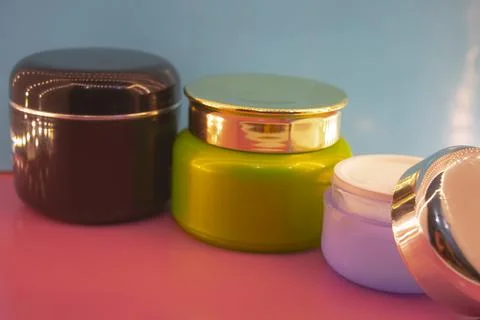 Different makeup cosmetics and accessories Stock Photos