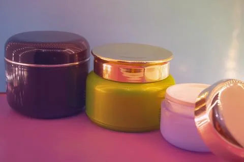 Different makeup cosmetics and accessories Stock Photos