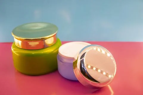 Different makeup cosmetics and accessories Stock Photos