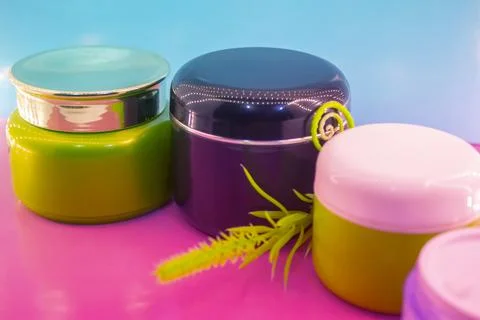Different makeup cosmetics and accessories Stock Photos