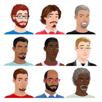 Different male avatars Stock Illustration
