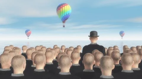 A different man in a group Stock-Illustration