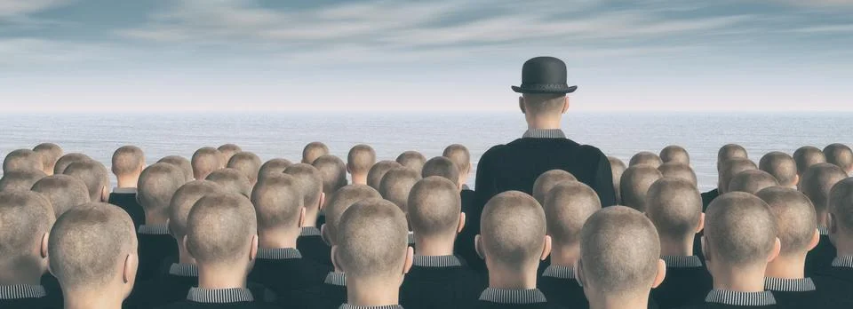 A different man in a group Stock Illustration