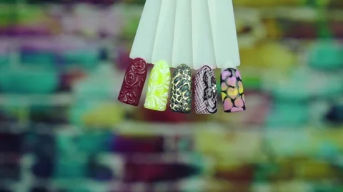 Different manicure templates color background Stock Footage 79132497