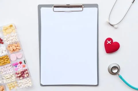 Different medication with stethoscope Stock Photos