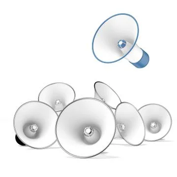 Different megaphones Ilustração Stock