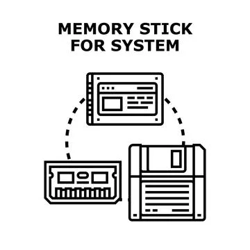 Different memory sticks for computing systems illustration Stock Illustration