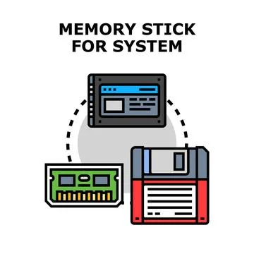 Different memory sticks for computing systems illustration Stock Illustration