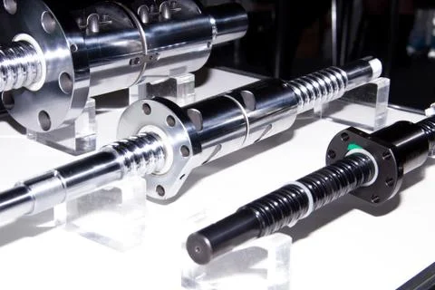 Different metal machine tools spindle as part of CNC CPU machine for heavy ma Stock Photos