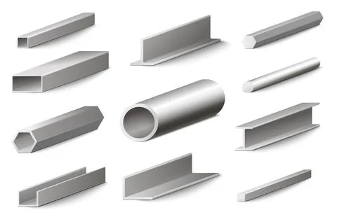 Different metal profiles construction materials isolated set イラスト素材
