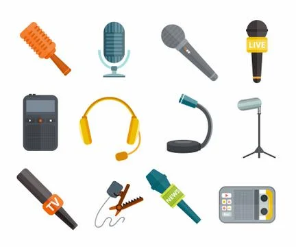 Different microphones types vector icons Stock Illustration
