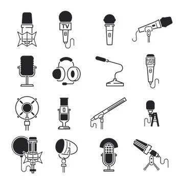 Different microphones types vector icons Stock Illustration