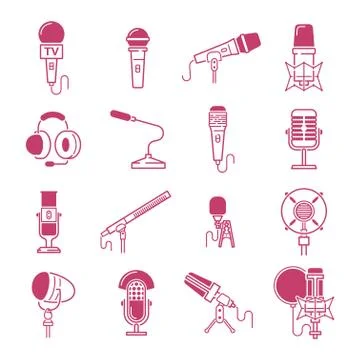 Different microphones types vector icons Stock Illustration
