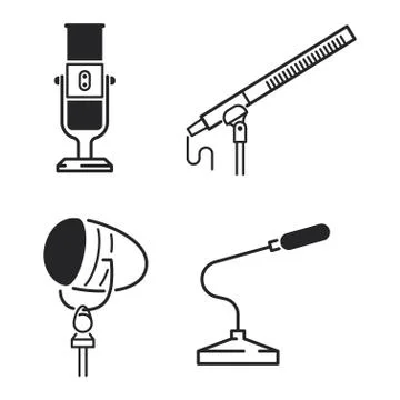 Different microphones types vector icons Stock Illustration