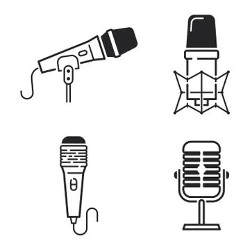 Different microphones types vector icons Stock Illustration