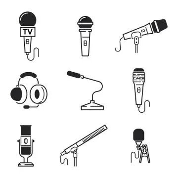 Different microphones types vector icons Stock Illustration