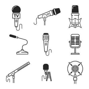 Different microphones types vector icons Stock Illustration