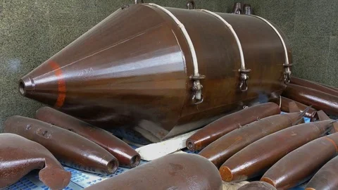 Different missiles and bombshells Stock Footage 70970518