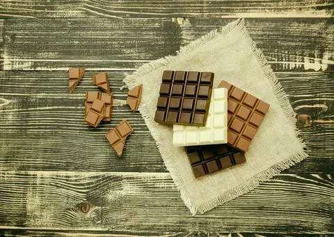 Different mix chocolate bars. Dark , milk and white chocolate bar. Chocolate  Fotos de archivo