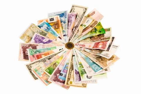 Different mixed banknotes Stock Photos