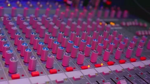 Different mixers with various lights, knobs, and buttons. Video stock 268020870