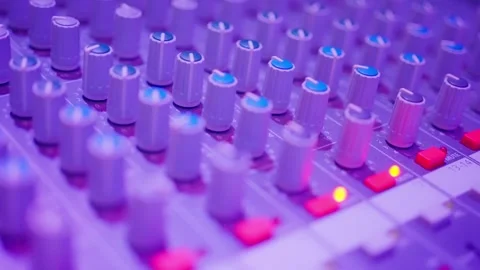 Different mixers with various lights, knobs, and buttons 動画素材 269231613