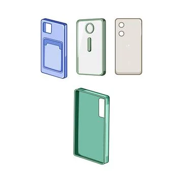 Different mobile phone back covers flat vector Illustrazione stock