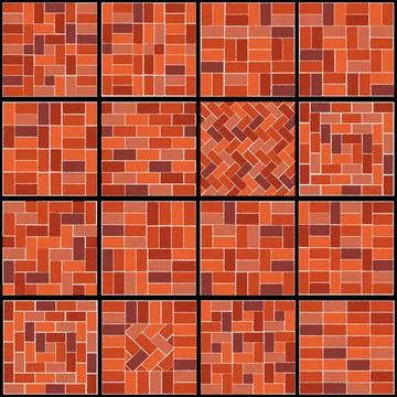 Different models of brick floor - Set of various models of flooring samples Stock Illustration