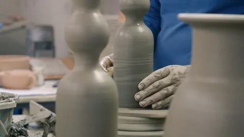 Different models of clay vases Stock Footage 87031320