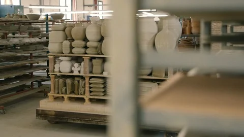 Different models of clay vases Stock Footage 87131117