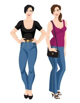 Different models of jeans Stock Illustration