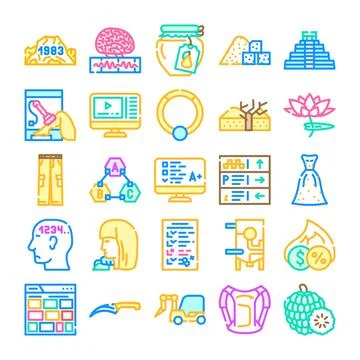 Different modern and historical information digital icon collection イラスト素材