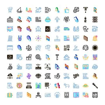 Different modern applications collection of isometric thin line icons Stock Illustration