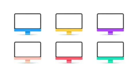 Different modern computers monitors with blank screen. Objects isolated on wh Stock-Illustration