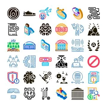 Different modern digital icons representing diverse concepts Stock Illustration