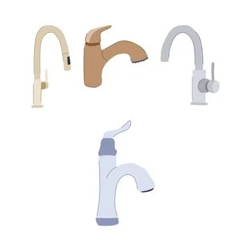 Different modern faucets for kitchen and bathroom plumbing Stock Illustration