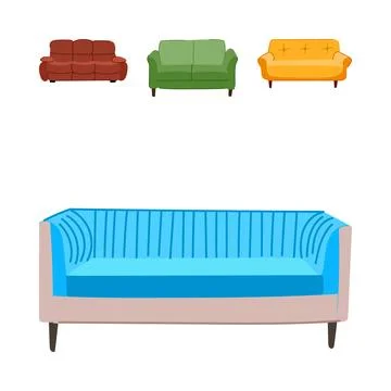 Different modern sofas and couches offering comfort Stock Illustration
