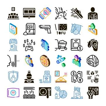 Different modern technology business and lifestyle icons set Illustrazione stock
