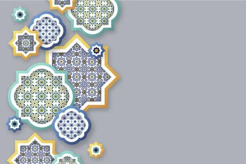 Different mosaic shapes with free text space in the right Stock Illustration