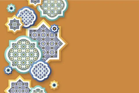 Different mosaic shapes with free text space in the right Stock Illustration