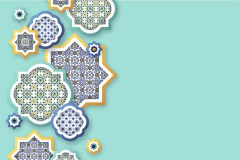 Different mosaic shapes with free text space in the right Stock Illustration