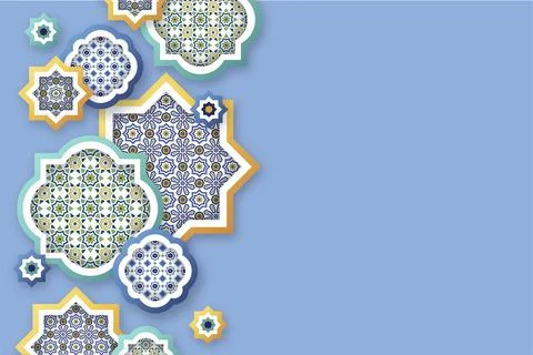 Different mosaic shapes with free text space in the right Stock Illustration